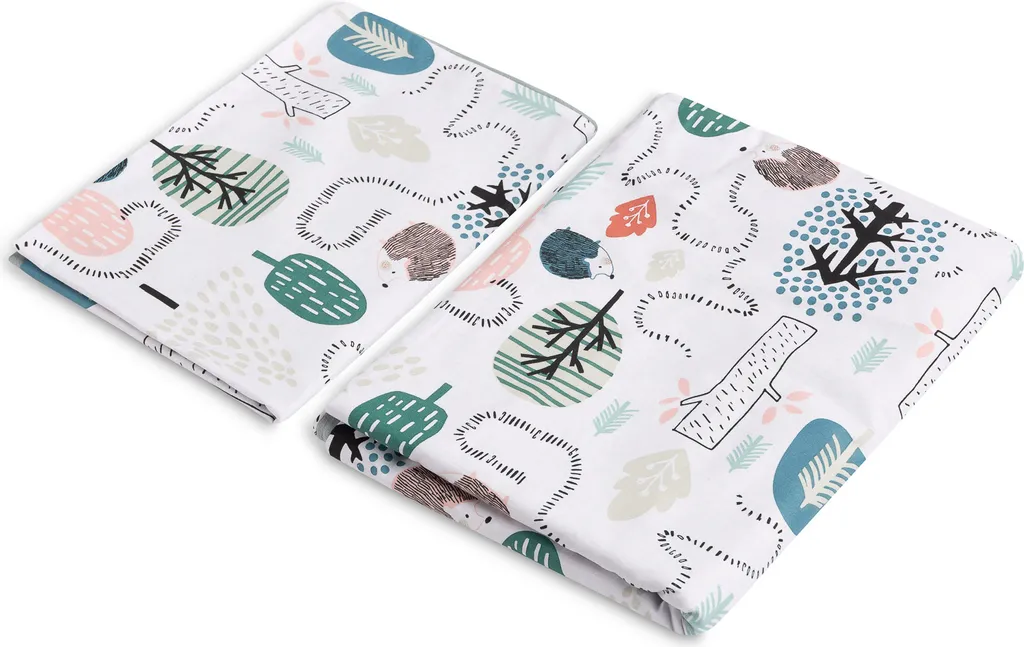 Parure de Lit Bébé en Coton avec Oreiller Motif Hérisson Gris et Blanc