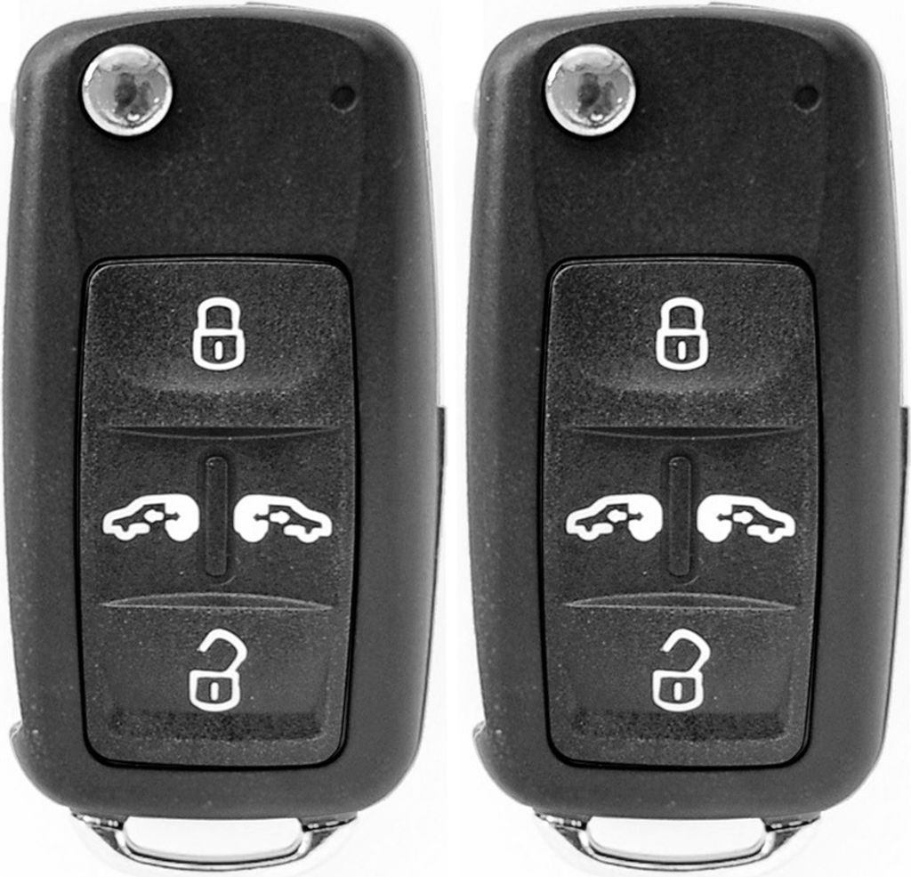 Auto Schlüssel Funk Fernbedienung 2X Gehäuse 4 Tasten + 2X Rohling HAA kompatibel mit VW/SEAT/Skoda (bis 11/2009)