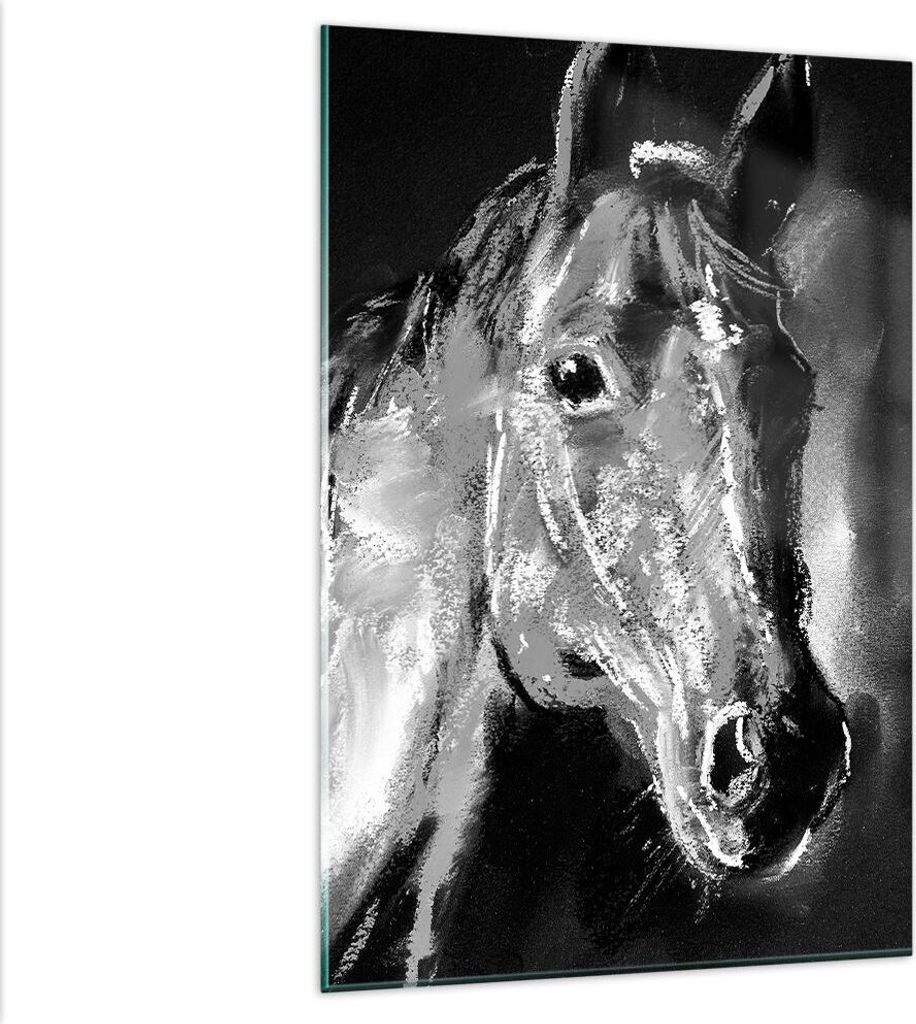 Bilder auf glas - Einteilig - Pferd Natur Tier - 80x120cm - Glasbilder - Wandbilder - Bilder - zum Aufhängen bereit - Wanddekoration aus Glas - Gl...