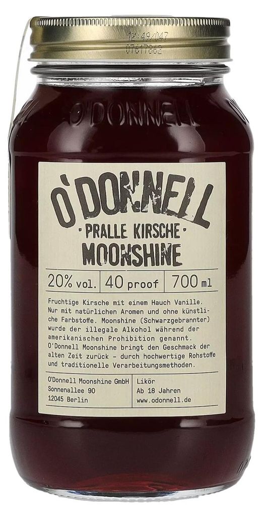 O'Donnell Moonshine PRALLE KIRSCHE Likör 20% Vol. 0,7l Image du produit 