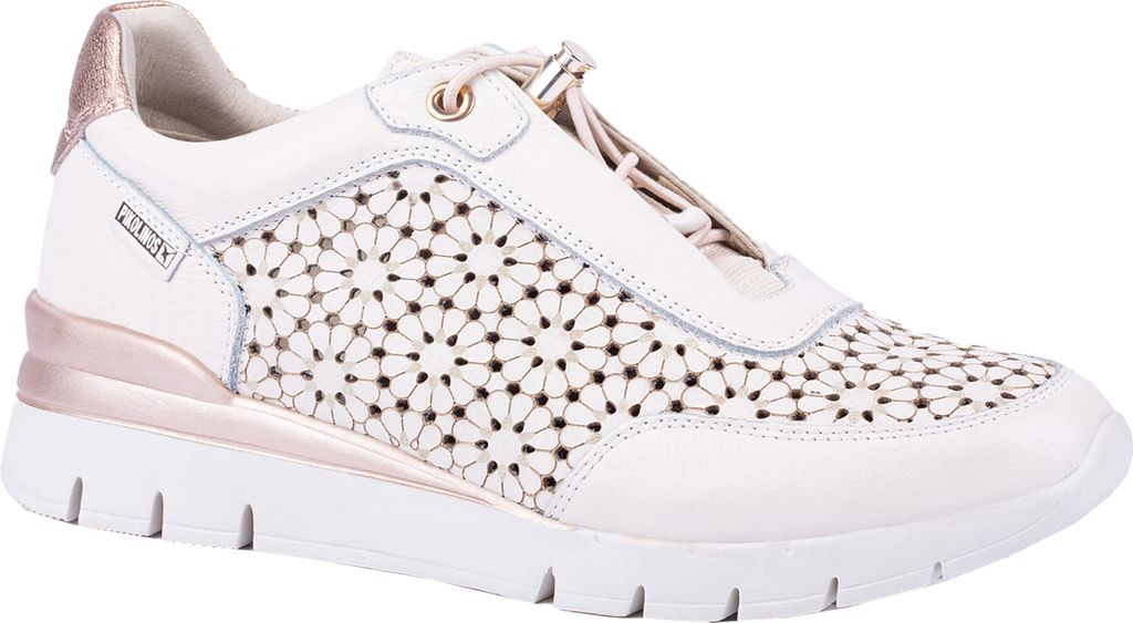 Pikolinos Damen Sneaker Halbschuh Schnürer Leder Zugband Cantabria W4R-6584, Größe:37 EU, Farbe:Weiß