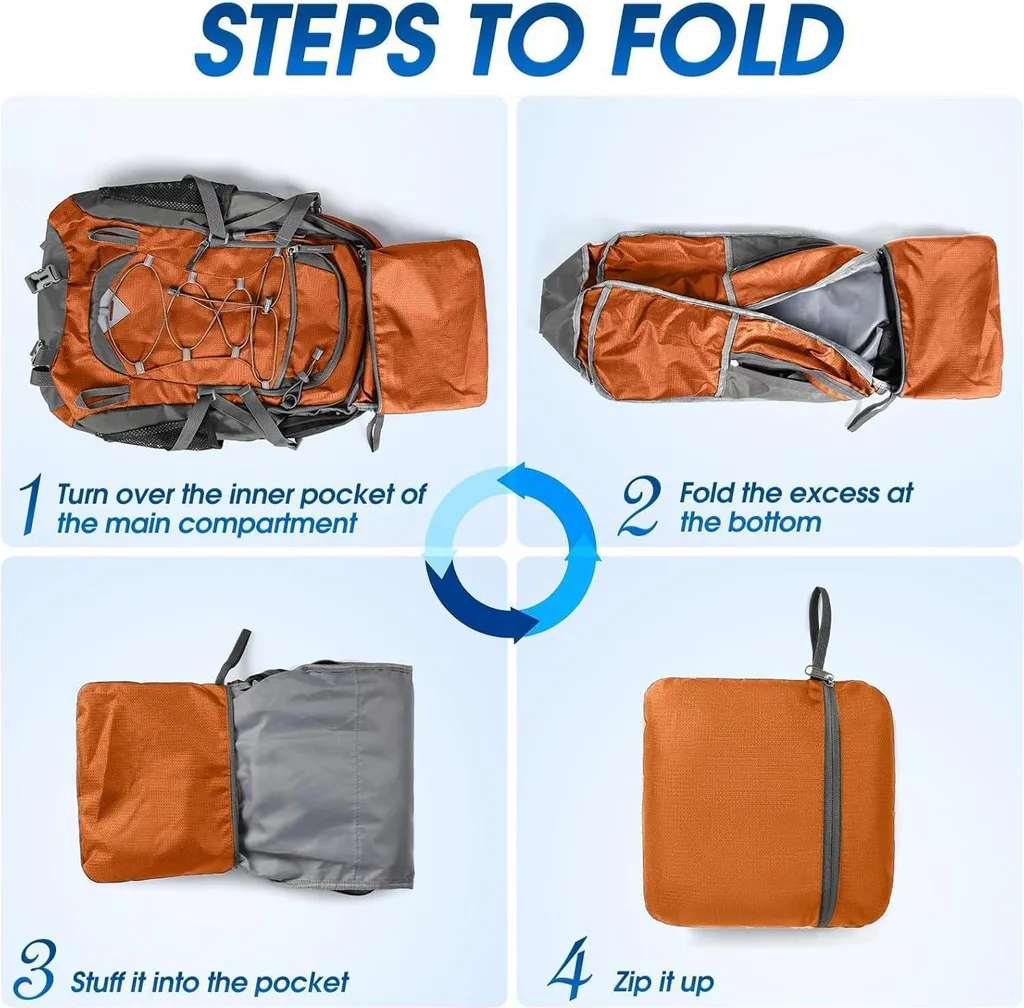 Sac à dos de randonnée 40L avec textile étanche et structure pliable - 6