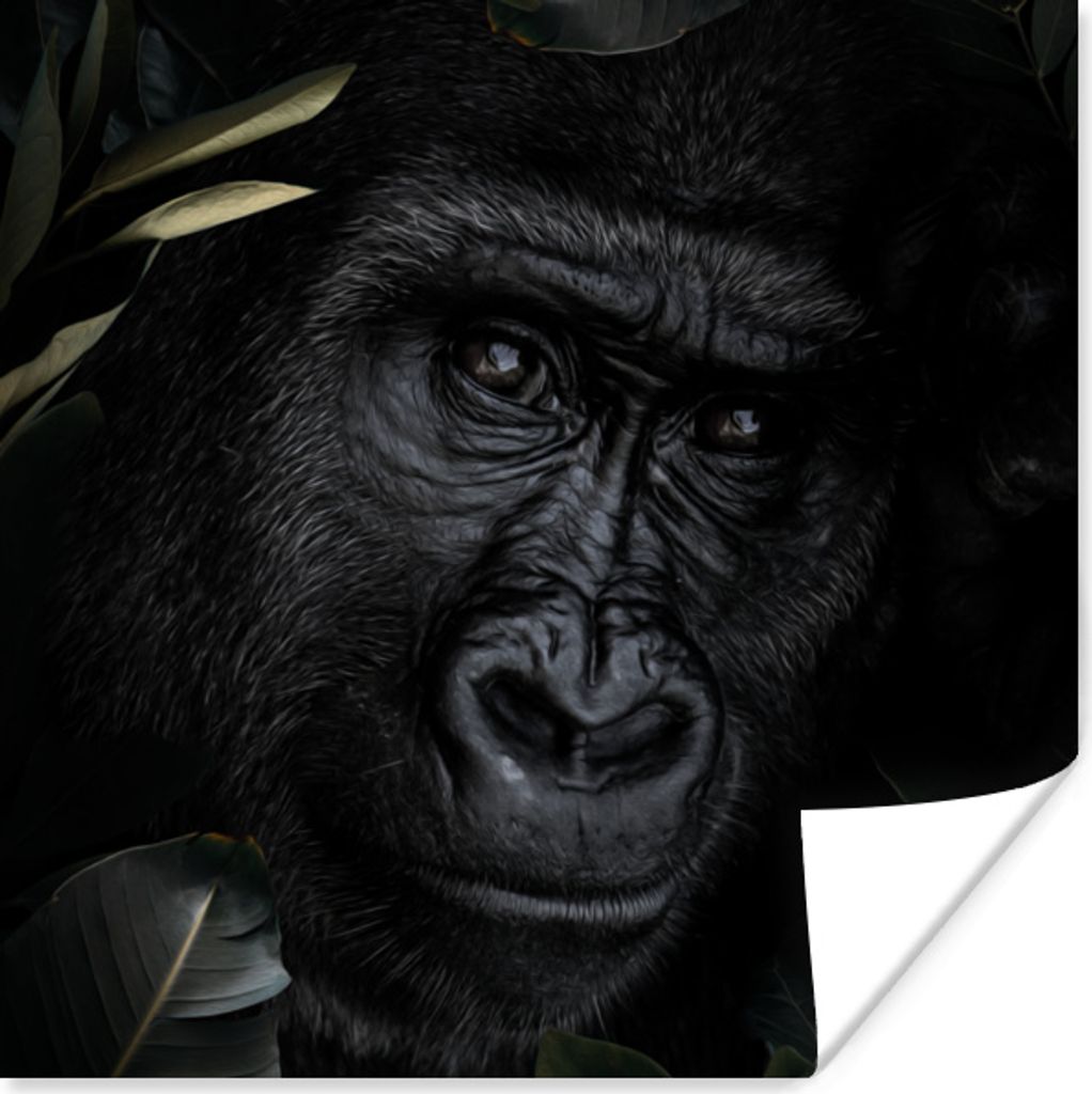 MuchoWow Poster Affe - Tiere - Blätter - Botanisch 30x30 cm - Wandposter - Printing