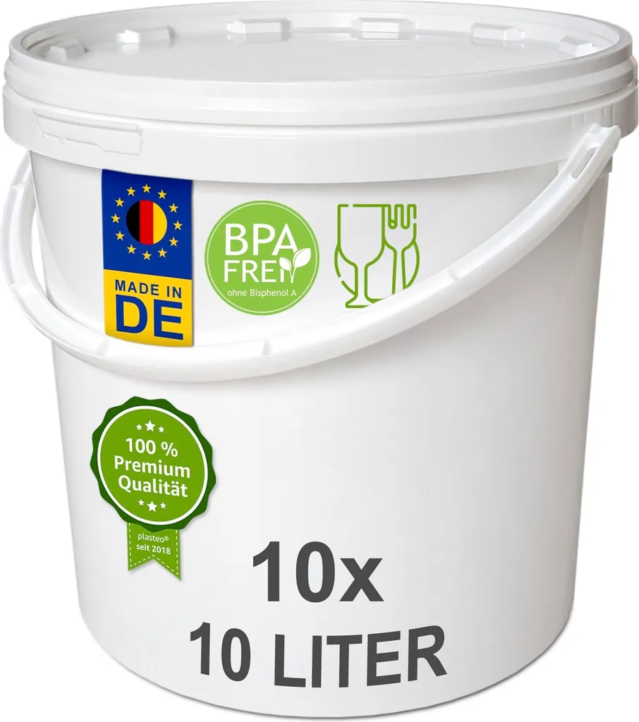 Seau Vide Étanche à l'Air 10L Qualité Alimentaire - Pack de 10 Unités