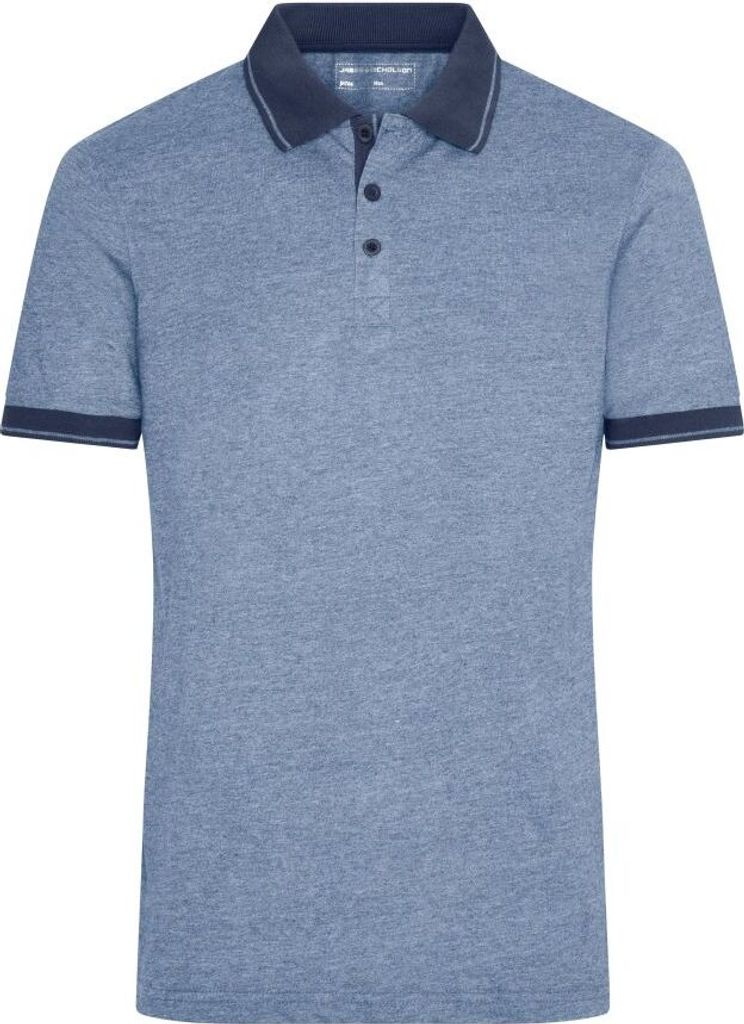 Melange Polo mit modischen Details blue-melange/navy, Gr. XL