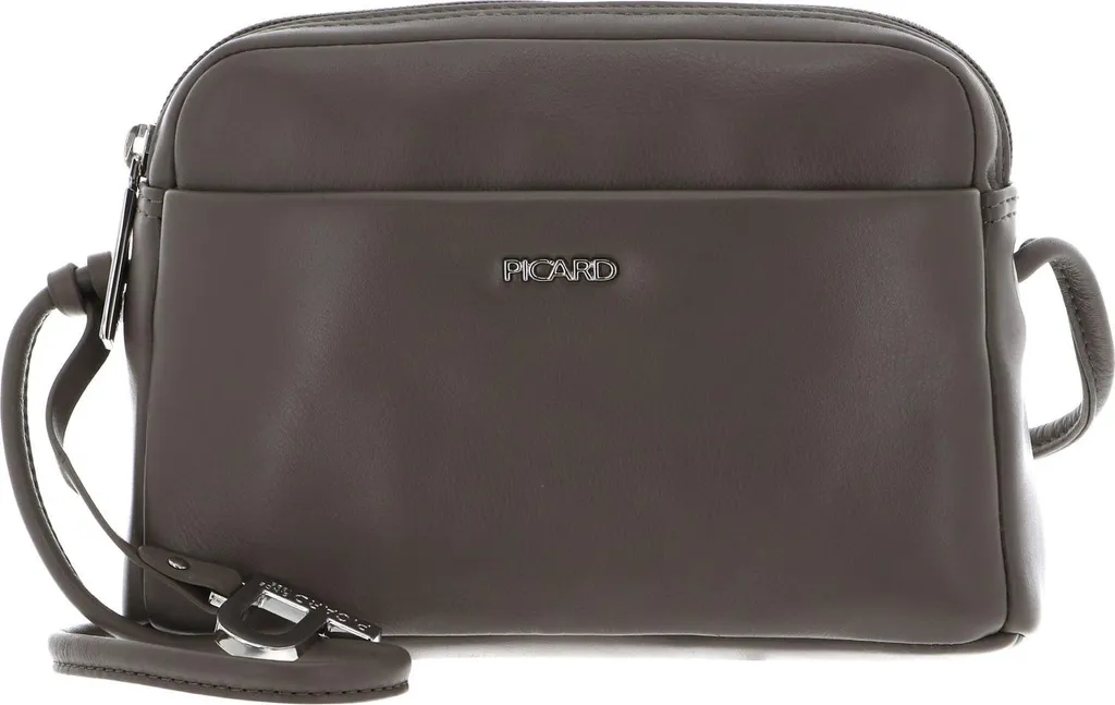 Sac à épaule bandoulière en cuir taupe compact avec rangements malins