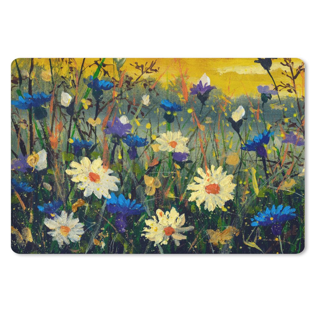 MuchoWow Schreibtischunterlage Ölfarbe - Blumen - Malerei 60x40 cm - XXL Mauspad - Großes Mauspad