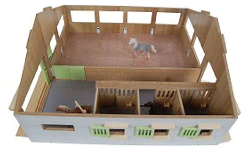 Kids Globe Pferdestall mit 3 Boxen und Reitplatz 1:32 Produktbild 