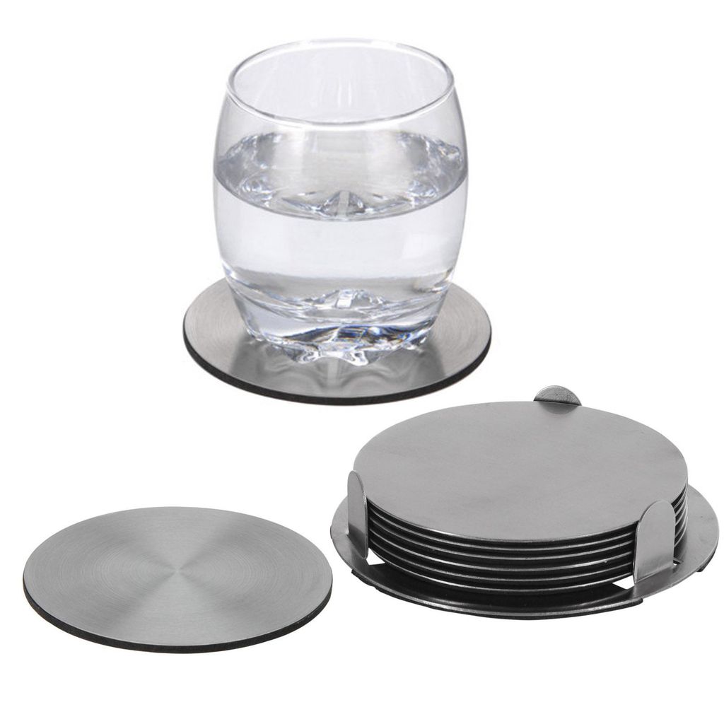 7 tlg. Edelstahl Untersetzer Set Glasuntersetzer Ø 10 cm Produktbild 