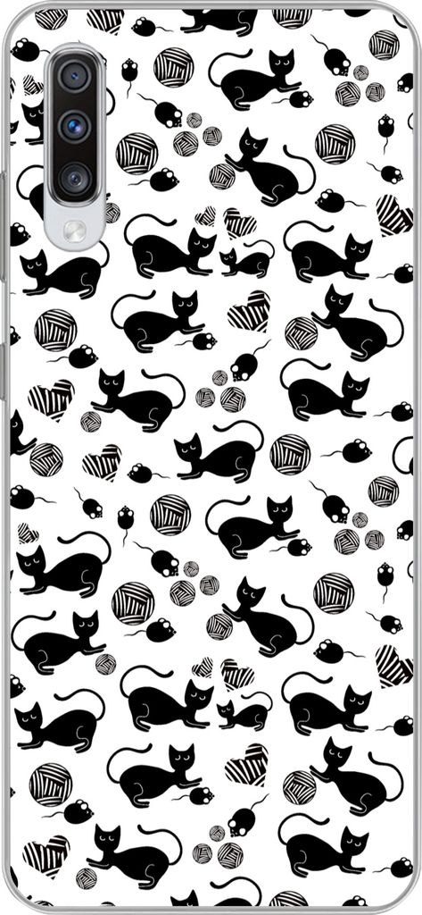MuchoWow Handyhülle Schutzhülle Hülle für Telefoonhoesje Samsung Galaxy A70 Mädchen - Katze - Maus - Muster - Mädchen - Kinder - Kinder - M...