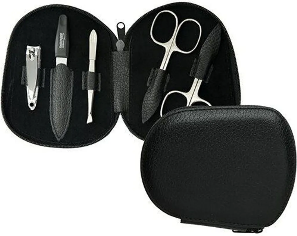 Set manucure voyage pour homme Solingen PL 112 - Étui cuir noir chic