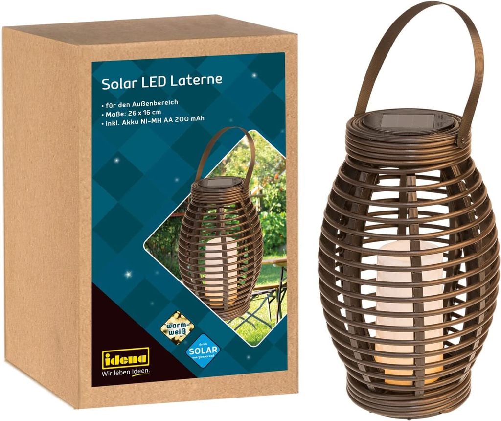 Idena Laterne LED Solarleuchte bronze Produktbild 