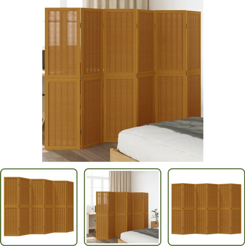 The Living Store 6-tlg. Raumteiler Braun Massivholz Paulownia