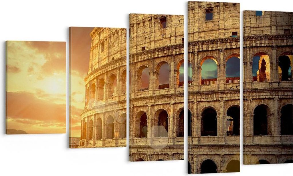 Bild auf Leinwand - Leinwandbild - Coloseum Roma Architektur Italien - 100x60cm - Wand Bild - Wanddeko - Leinwanddruck - Bilder - Kunstdruck - Lein...