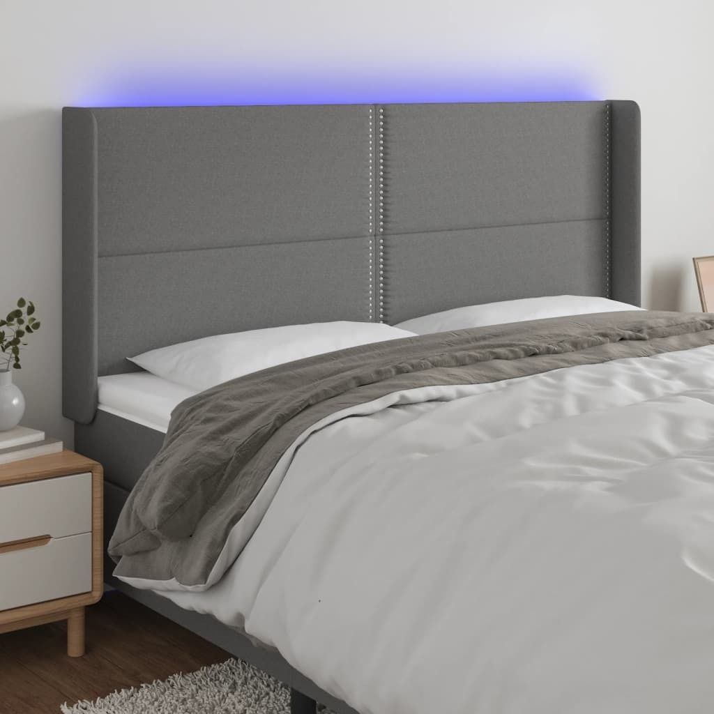 Maison Exclusive - LED Kopfteil Dunkelgrau 163x16x118/128 cm Stoff