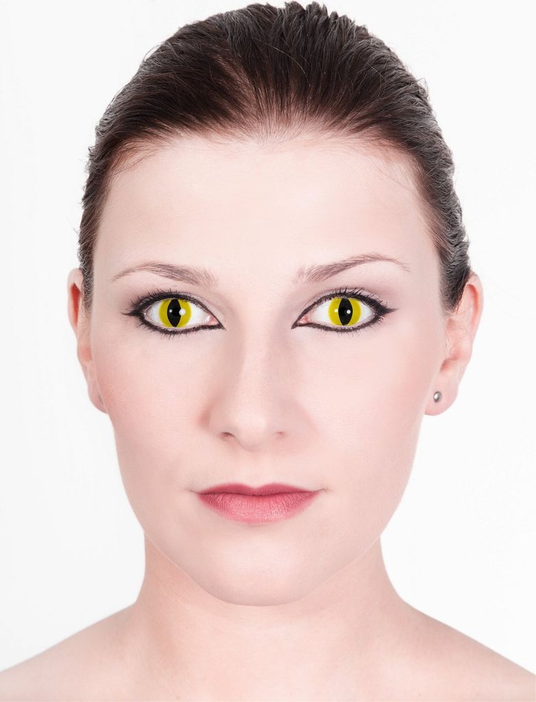 Halloween Kontaktlinsen Katze gelb - Vampir Werwolf Produktbild 