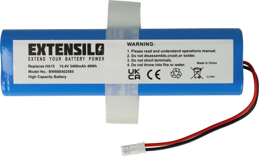 EXTENSILO Akku kompatibel mit Medion MD13202, MD16192, MD18500, MD18501, MD18600, MD19510, E32 SW, MD18510 Saugroboter (3400 mAh, 14,4 V, Li-Ion)