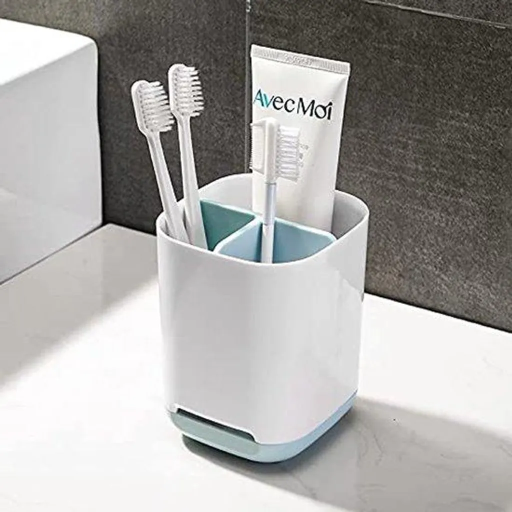 Petit porte-brosse à dents bleu en ABS et PP, socle antidérapant Duo