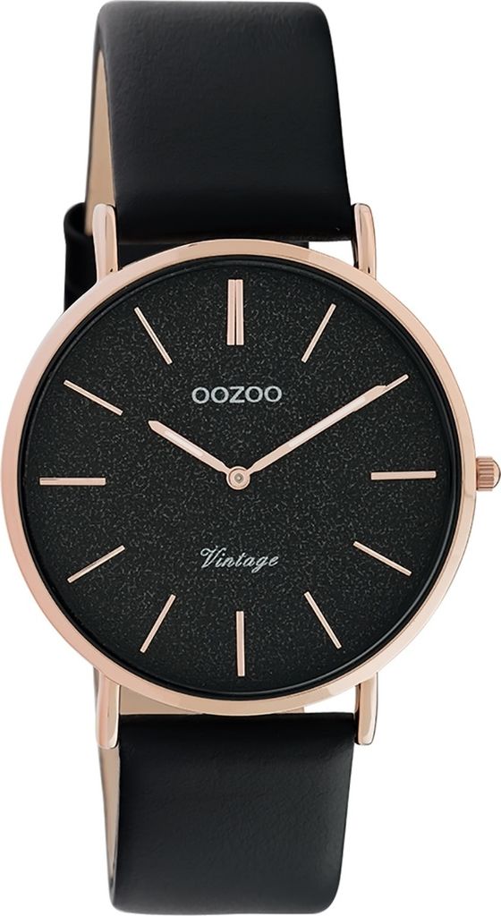 Oozoo Armbanduhr schwarz Leder C20209 Vintage Series Damen Analog-Quarzuhr UOC20209