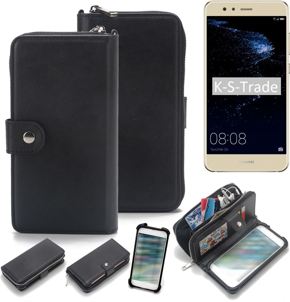 K-S-Trade 2in1 Handyhülle Schutzhülle kompatibel mit Huawei P10 lite Dual-SIM & Portemonnee Cover Handy Hülle Case Etui Geldbörse Wallet