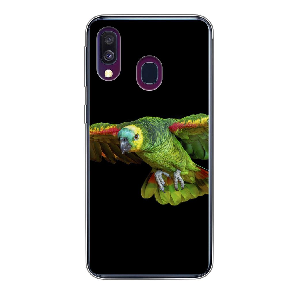 MuchoWow Handyhülle Schutzhülle Hülle für Samsung Galaxy A40 Papagei - Vogel - Federn Silikon Softcase Handy Hülle - Handy-Tasche