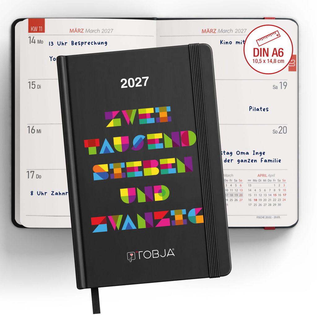 Taschenkalender 2027 A6 Mosaik bunt - 1 Woche 2 Produktbild 