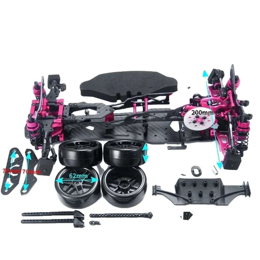 Châssis drift propulsion MR-Rose en carbone et alu 1/10