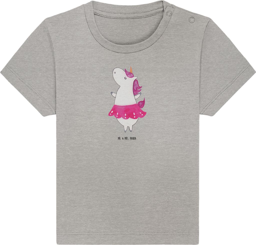 Mr. & Mrs. Panda Organic Baby Shirt Einhorn Ballerina 0. - 6. Monat - Heather Grey - Geschenk, Kinder Top, Wohnung, Party, , Geburtstag, Unicorn, T...