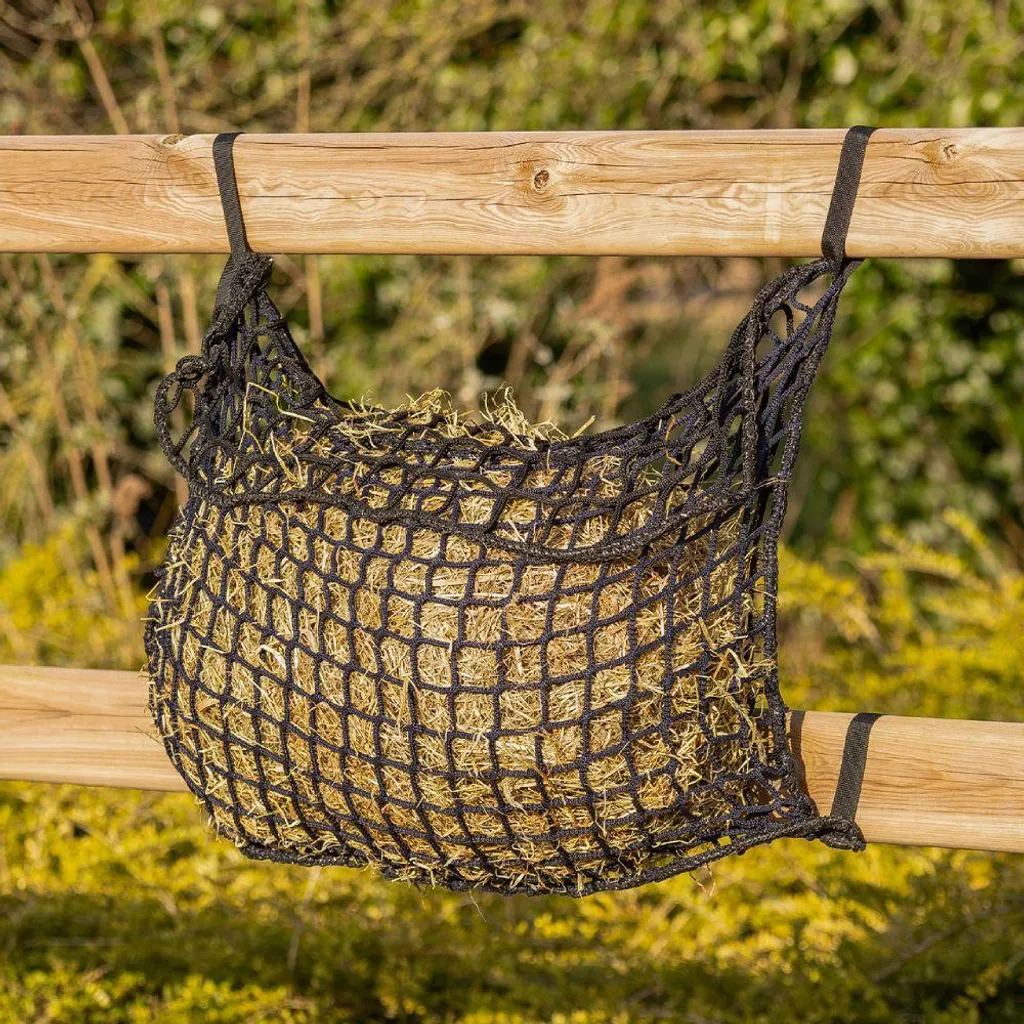 QHP Slowfeeder Filet à foin double face noir taille L pour chevaux