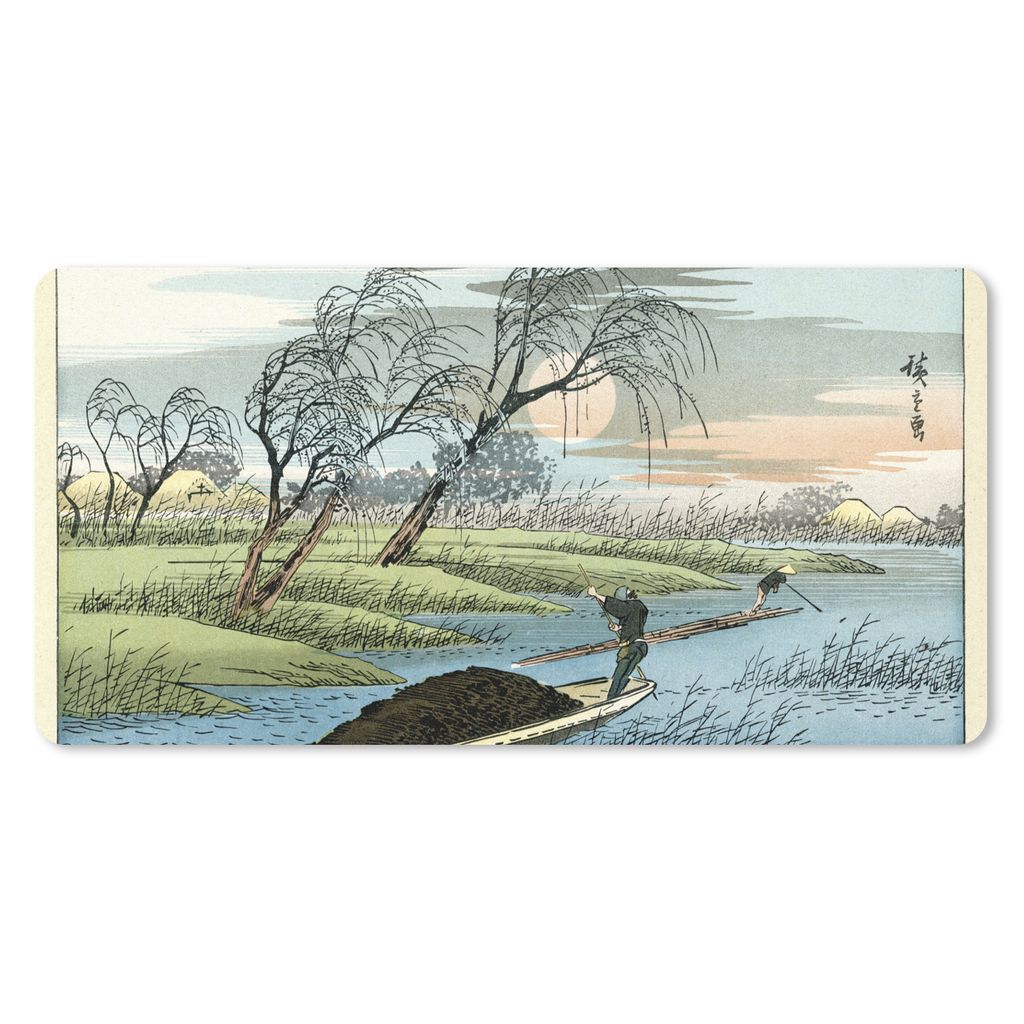 MuchoWow Schreibtischunterlage Japanischer Farbholzschnitt 80x40 cm - XXL Mauspad - Gaming Mauspad