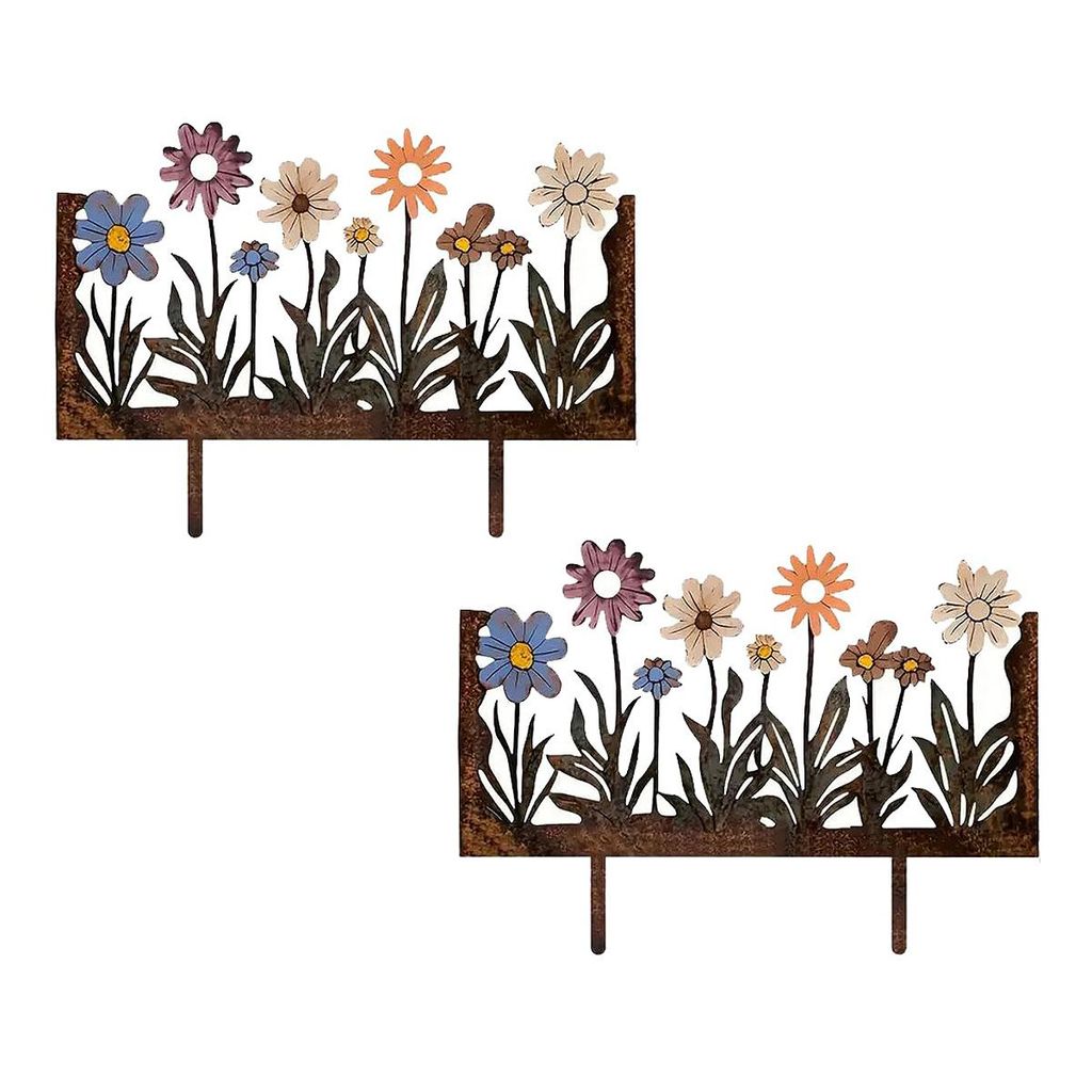 Outdoor Metallblumen, 2er-Set Gartenstecker, Blumenbeet-Deko, Metallkunst für Garten & Hof, ideal für Rasen, Terrasse, Wege, Eingang & Patio