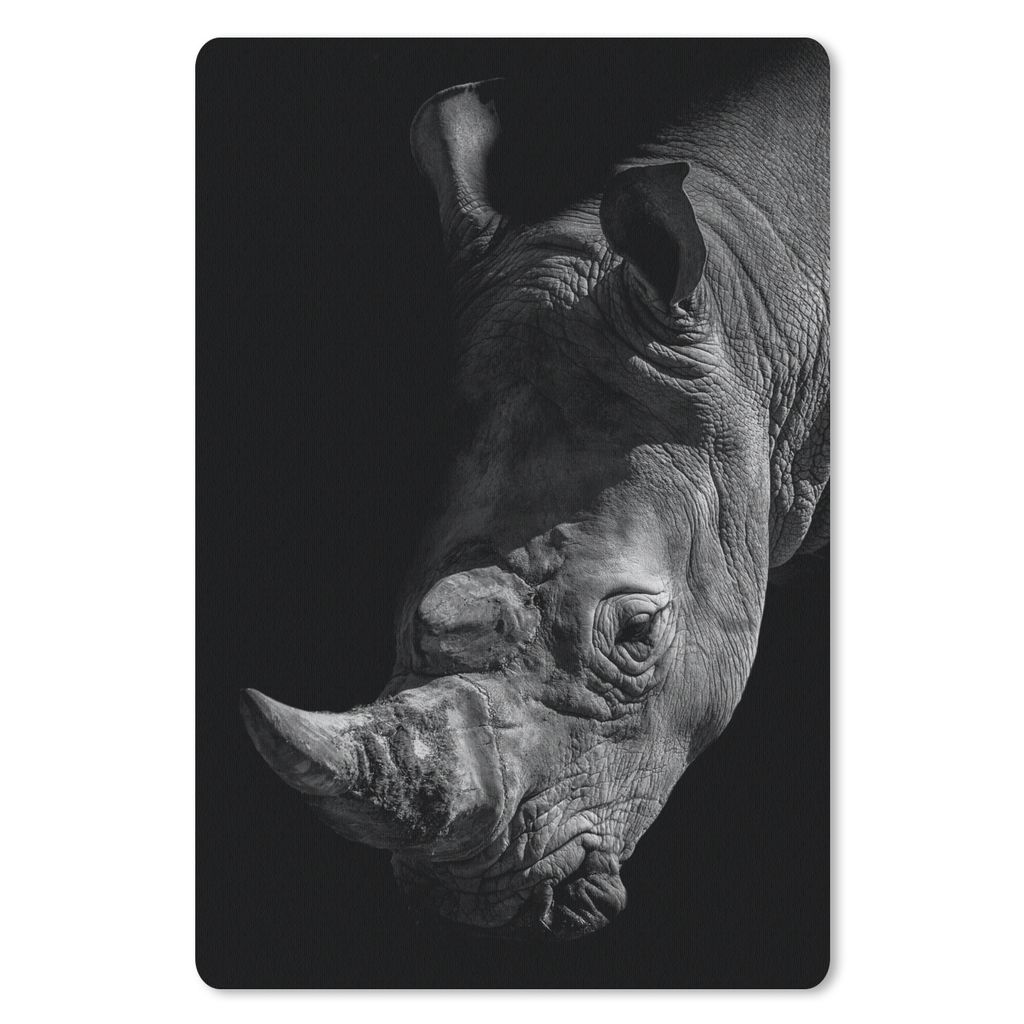 MuchoWow Mauspad Mousepad Nahaufnahme eines Nashorns auf schwarzem Hintergrund 40x60 cm - Mousepads - Maus Mat - Pad - Mausunterlage - Schreibtis...