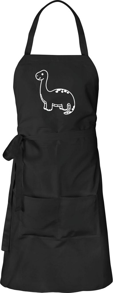 Huuraa Schürze Brontosaurus Dinosaurier Schwarz mit Taschen Baumwolle Kochschürze Geschenkidee