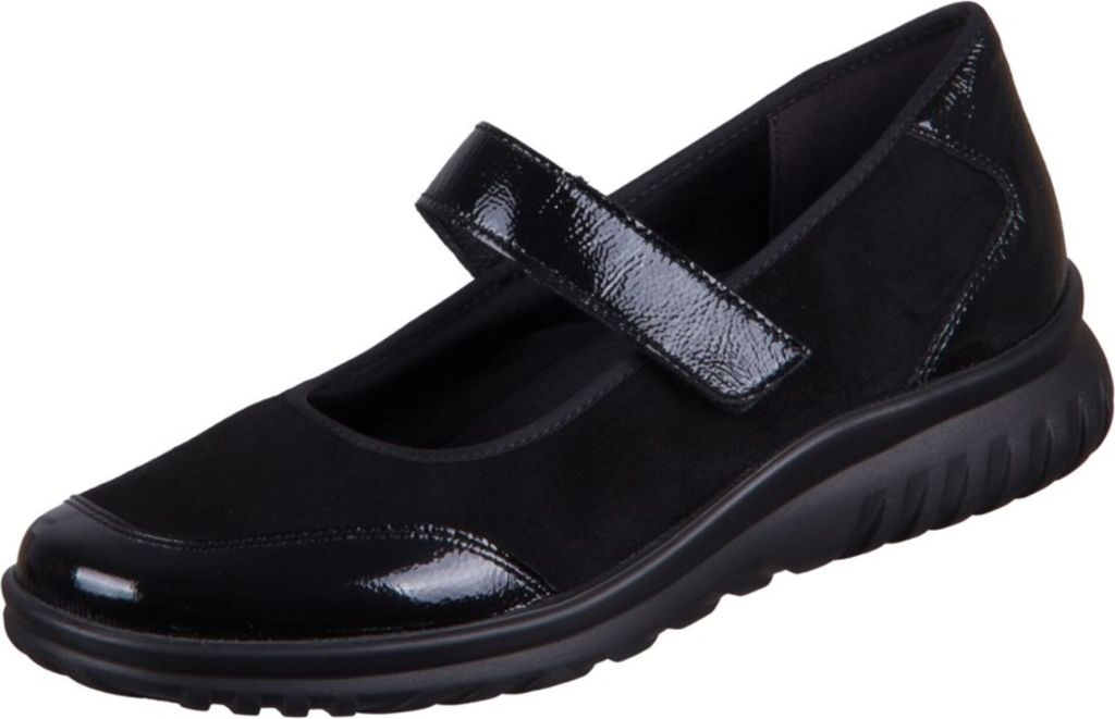 Semler Lena Lack Chevreau Damen Spangenballerina in Schwarz, Größe 6