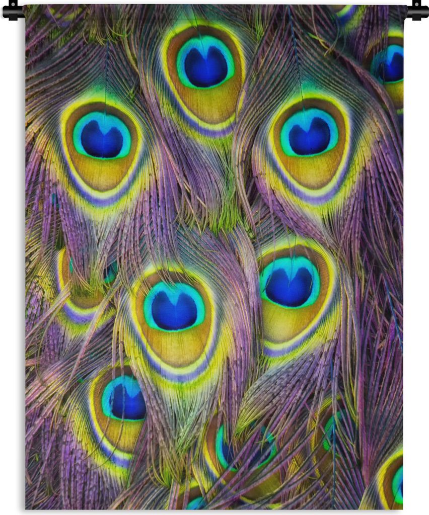 MuchoWow Wandteppich Wandbehang Pfauenfedern aus der Nähe 60x80 cm Tapisserie Dekoration Wandtuch - Decke - Wandtücher - Wohne