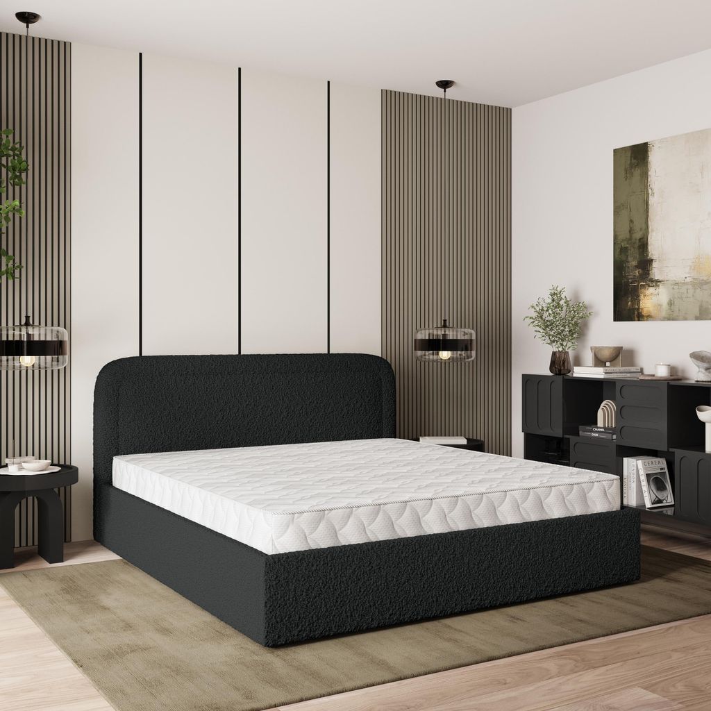 Masseno Polsterbett BENIRA 160x200 cm, Polsterbett mit Bettkästen -Schwarz, QUELLE 100