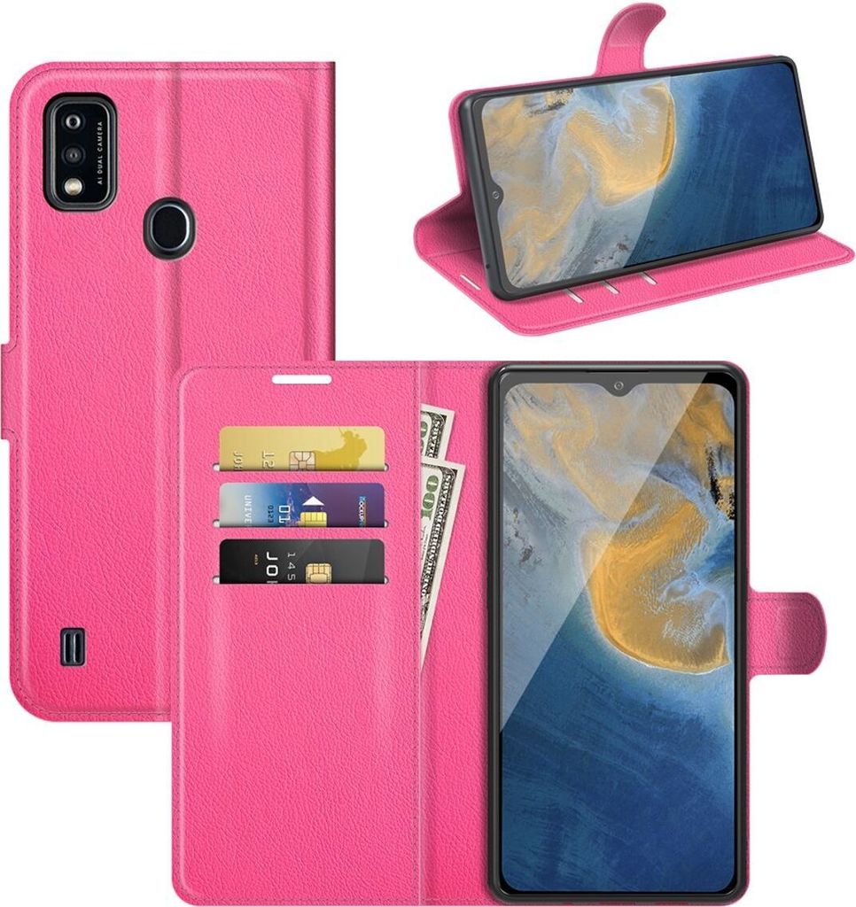 König Design Hülle kompatibel mit ZTE Blade A51 Kunstleder Handyhülle - Handy Case Pink