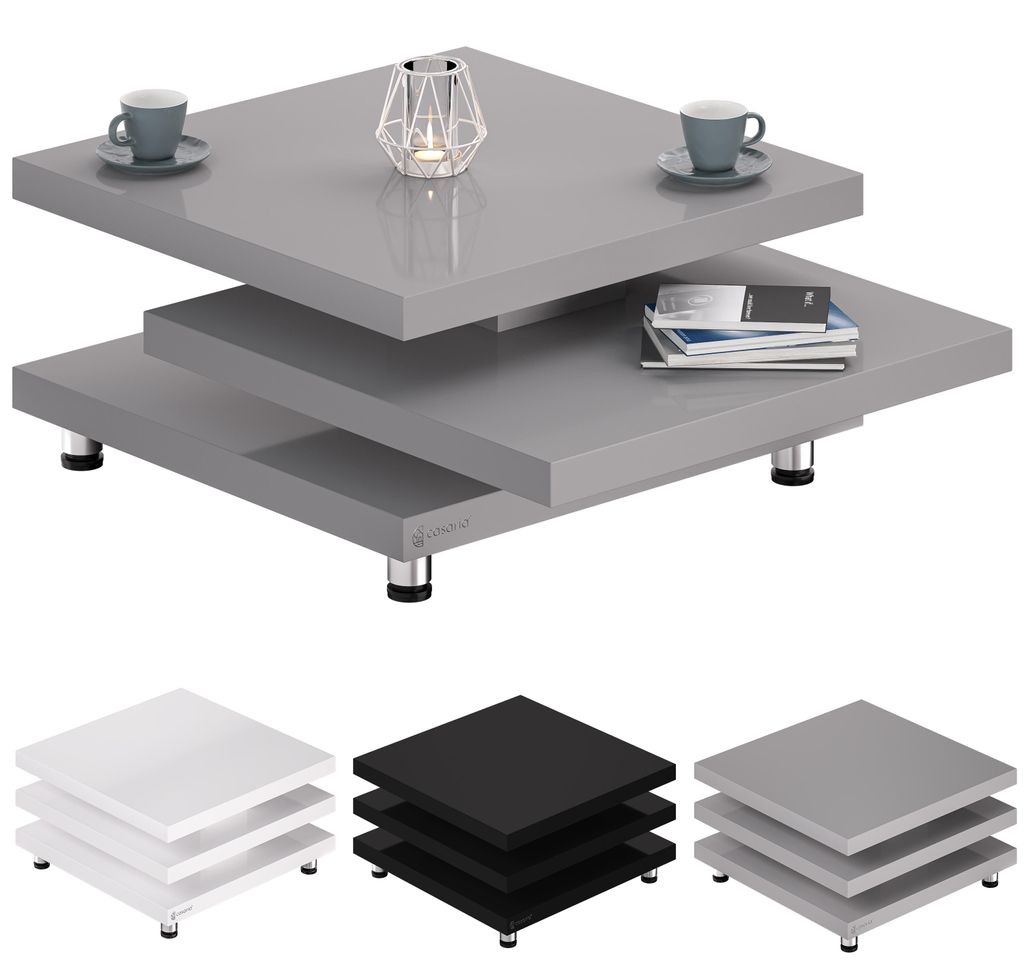 CASARIA® Couchtisch New York 72x72cm Wohnzimmertisch Grau Produktbild 