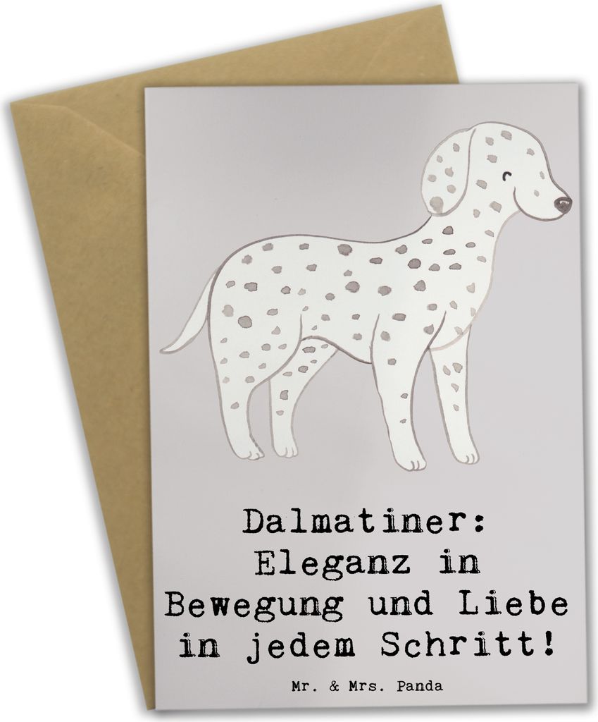 Mr. & Mrs. Panda Grußkarte Dalmatiner Charme - Grau Pastell - Geschenk, Liebe, Hunderassen, Eigenschaften, Vielfalt, osterkarten, weihnachtskarten...