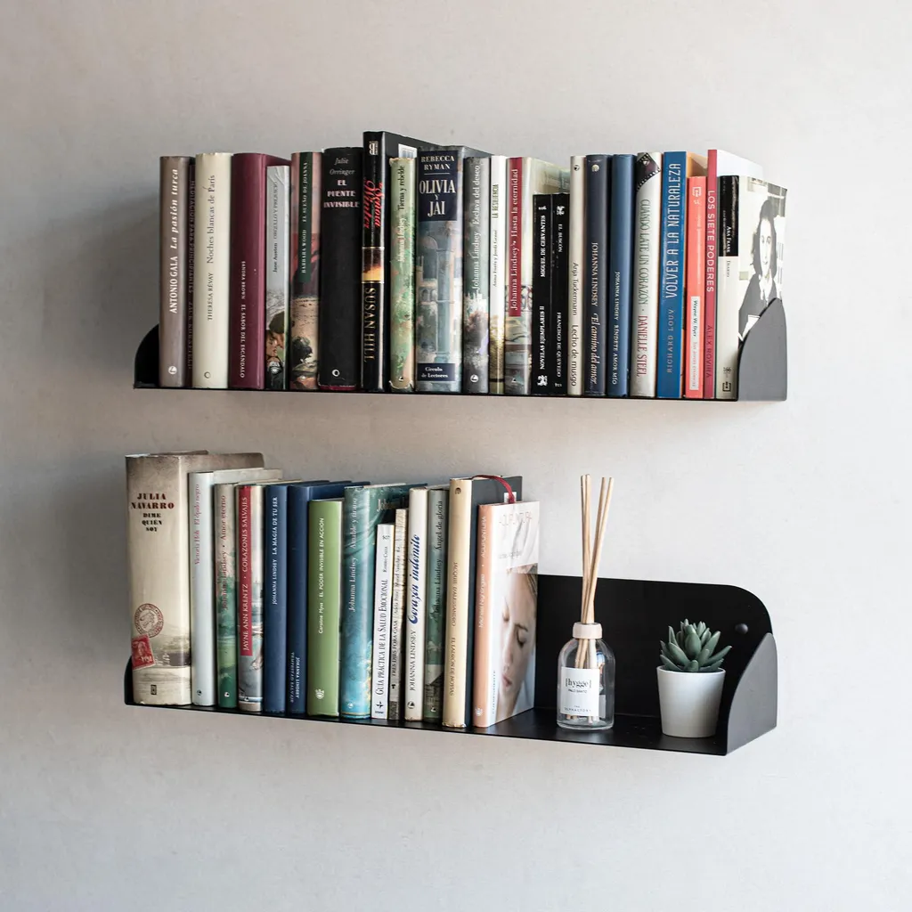 Rangement mural salon et cuisine noir 60 cm lot de 2 en métal chic