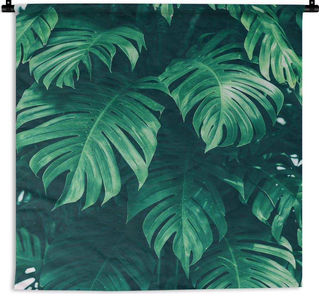 MuchoWow Wandteppich Wandbehang Monstera - Blätter - Pflanzen - Dschungel - Natur 90x90 cm Tapisserie Dekoration Wandtuch - Wandaufhänger