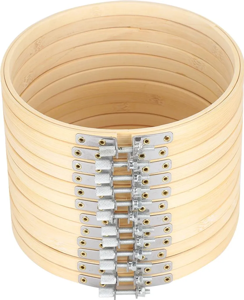 12 Pezzi Cerchi da Ricamo in Bambù Alta Qualità - Telai Punto Croce