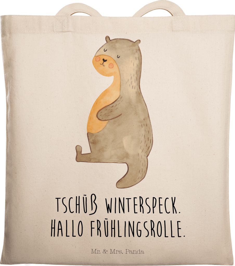 Mr. & Mrs. Panda Beutel Otter Bauch - Transparent - Geschenk, Shopping Tasche, Essen. Foodlover, dick, festival, Tote Bag, Sportmuffel, Winterspeck...