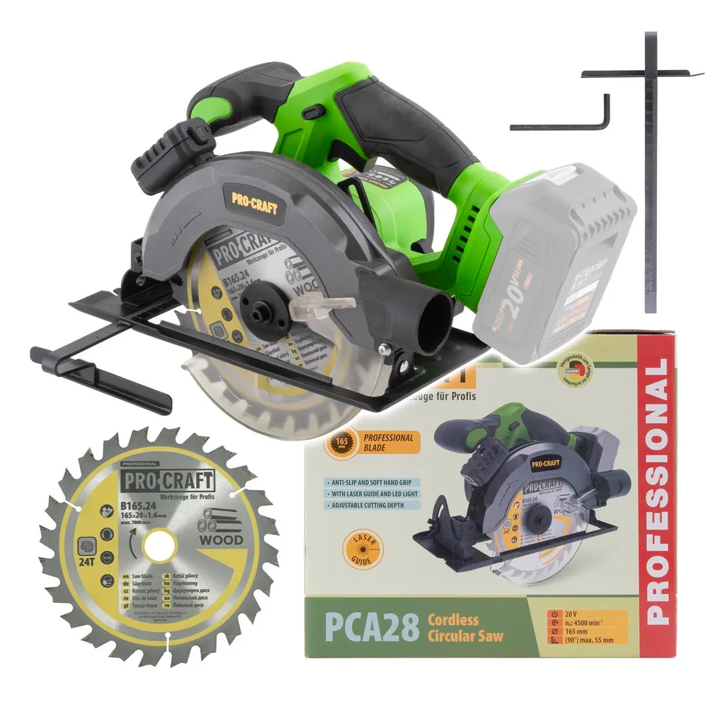 Scie circulaire portative 20V Procraft PCA28bb pour découpe bois précise