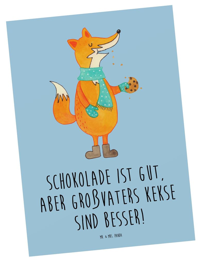 Mr. & Mrs. Panda Grußkarte Großvaters Kekse - Blau Pastell - Geschenk, Postkarten, Lächeln, Ansichtskarte, bildkarte, für Großvater, Süßigke...