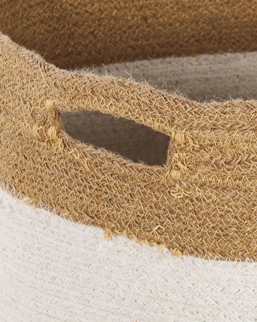BELIANI Lot de 2 Paniers de Rangement en Coton Blanc et Beige Clair