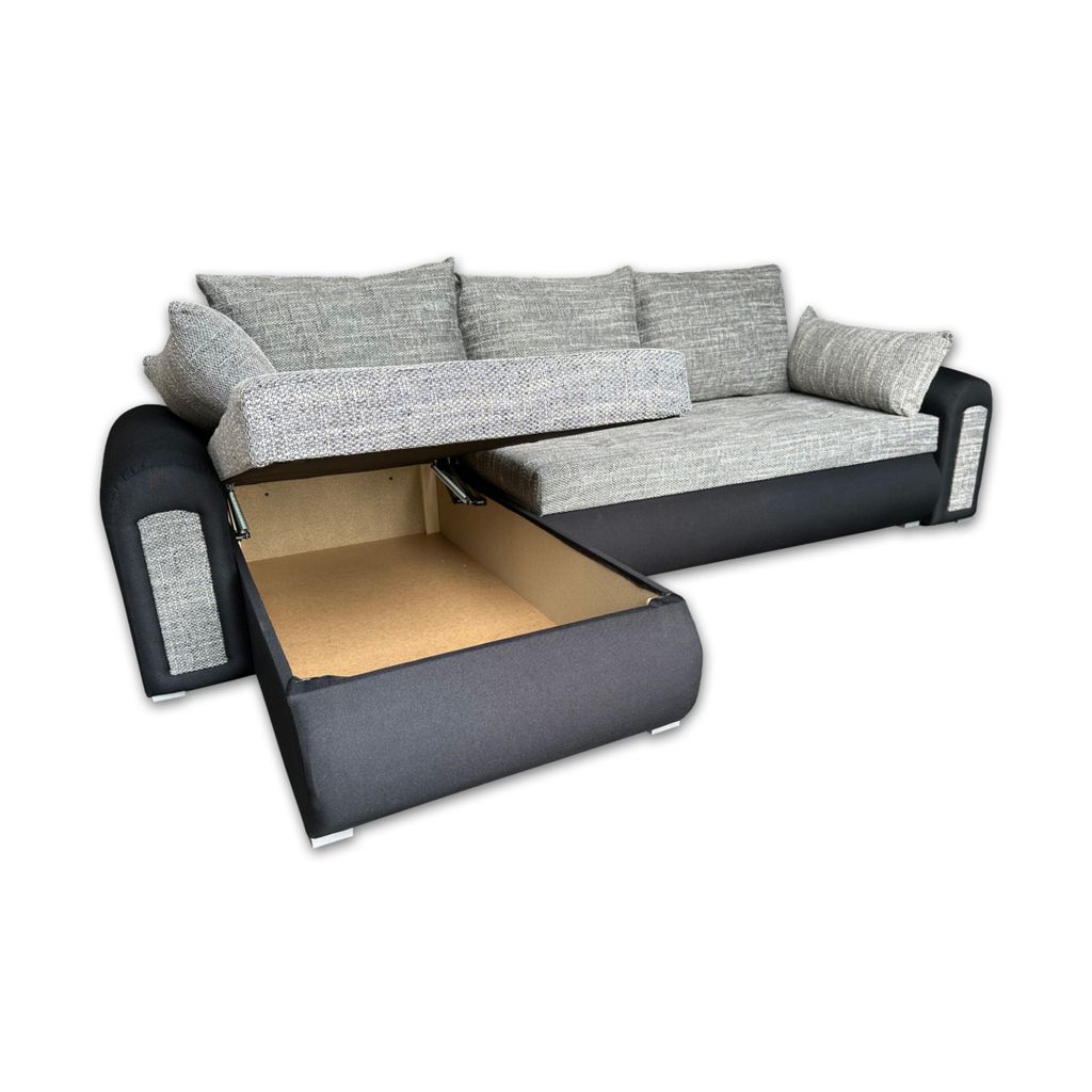 Relax-Ecksofa mit Schlaffunktion und Bettkasten in grau und Produktbild 5