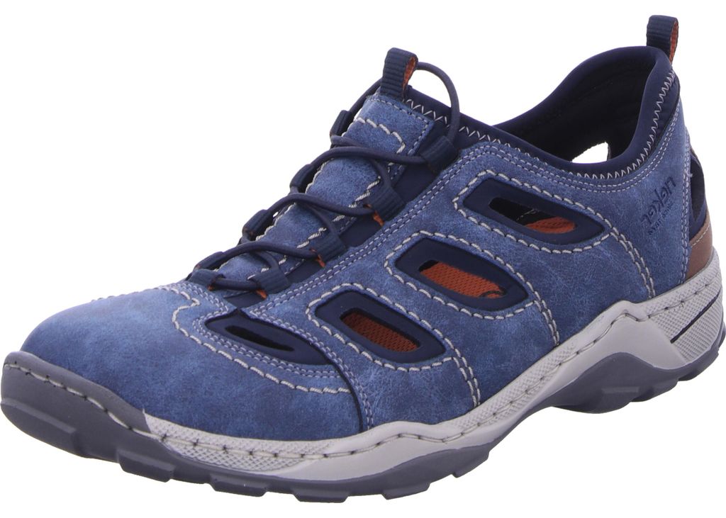Rieker Modell : 0806517 080 Herrenschuhe Slipper sportlicher Schnürer Blau Freizeit, Schuhgröße:47 EU