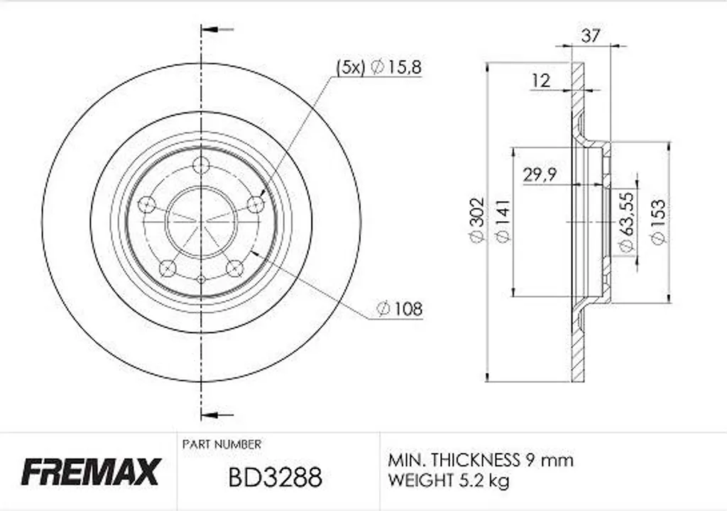 Disque de frein haute performance BD-3288 FREMAX - Finition Carbon Plus