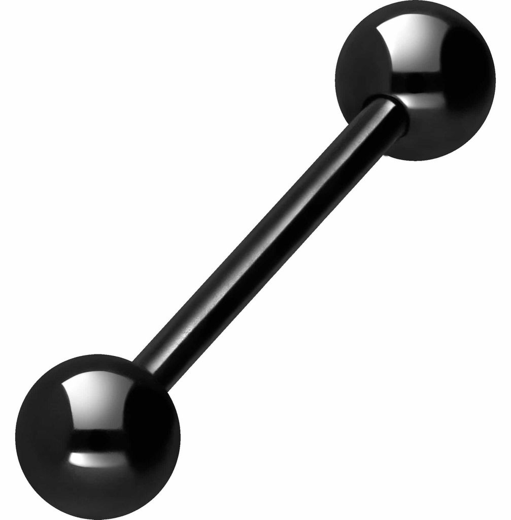 Zungenpiercing, Intim-Piercing Chirurgenstahl Barbell Schwarz Stablänge: 14mm + Stabstärke: 1,2mm + Kugelgröße: 4mm